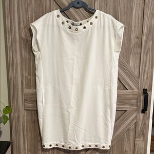 Calvin Klein White Dress with Gold Accents